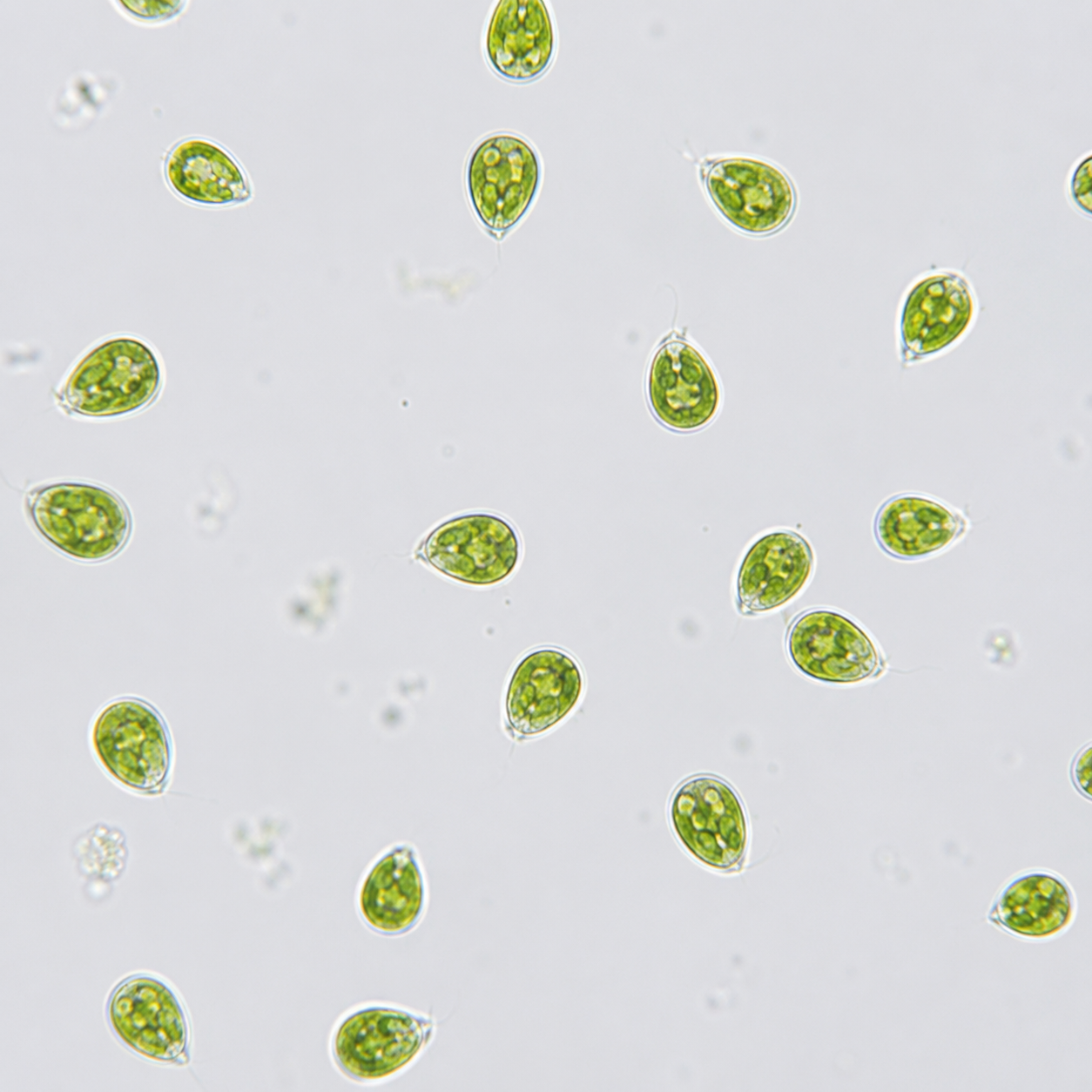 Tetraselmis au microscope